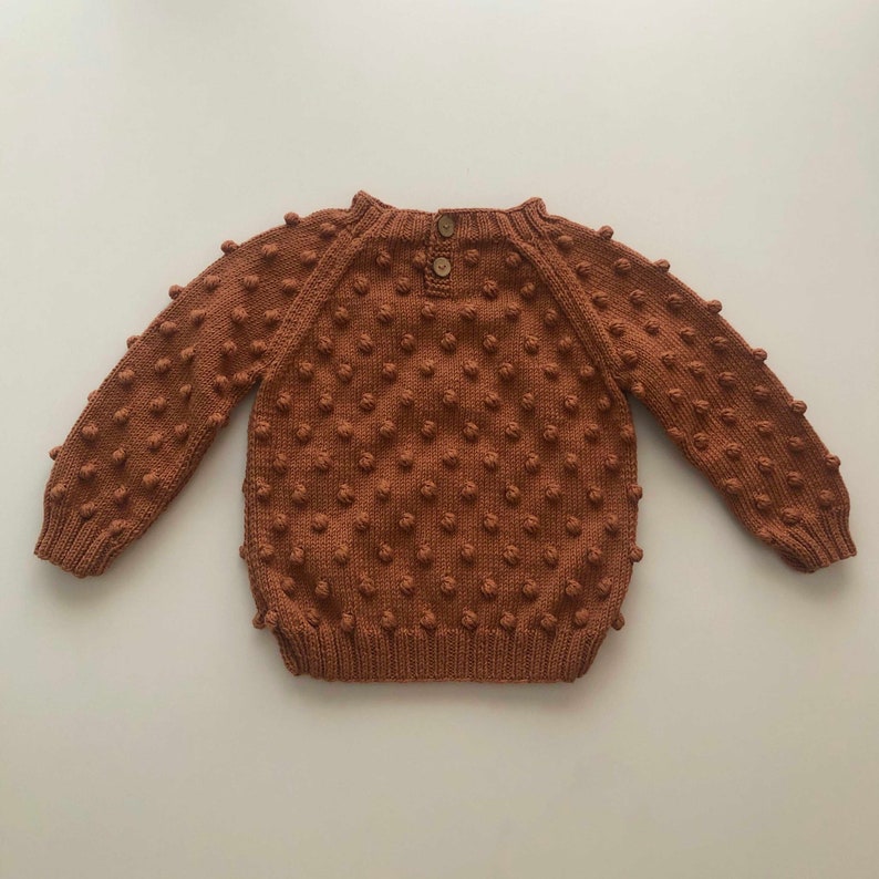 Hand Knitted Popcorn Sweater Handmade Popcorn Pullover 100% Organic Cotton Organic, Ethically made, Natural colors image 9