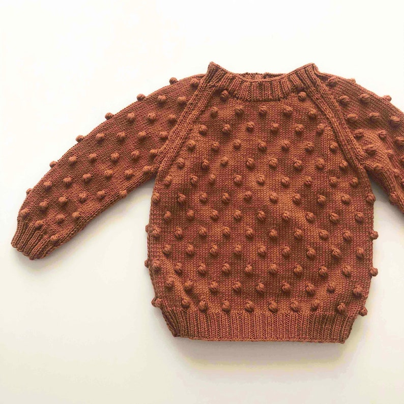 Hand Knitted Popcorn Sweater Handmade Popcorn Pullover 100% Organic Cotton Organic, Ethically made, Natural colors image 7