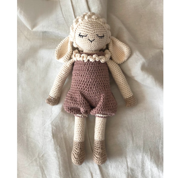 Amigurumi Toy Sheep Doll 10.2" - Crochet Sheep Doll - GOTS Certified 100% Organic Cotton, Ethically Handmade with organic cotton