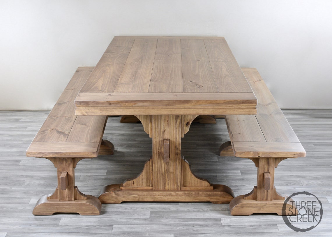 Hourglass Base Trestle Dining Table Three Stone Creek Etsy