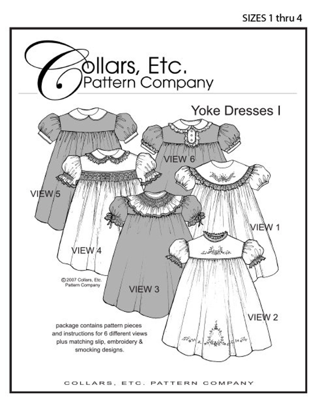 Yoke Dresses I Sizes 1-4 PDF Sewing Pattern by Collars, Etc. Pattern Co ...