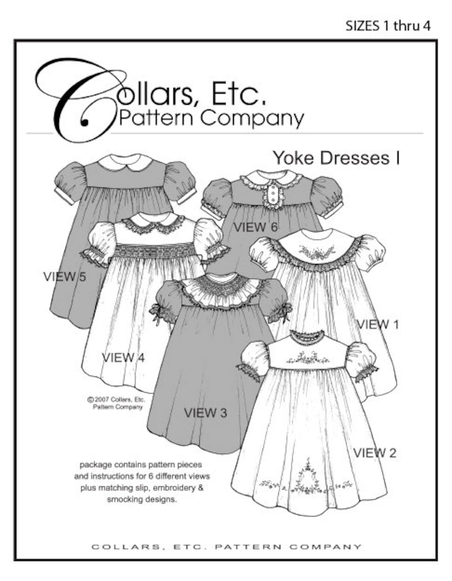 Yoke Dresses I Sizes 14 PDF Sewing Pattern by Collars, Etc. Pattern Co