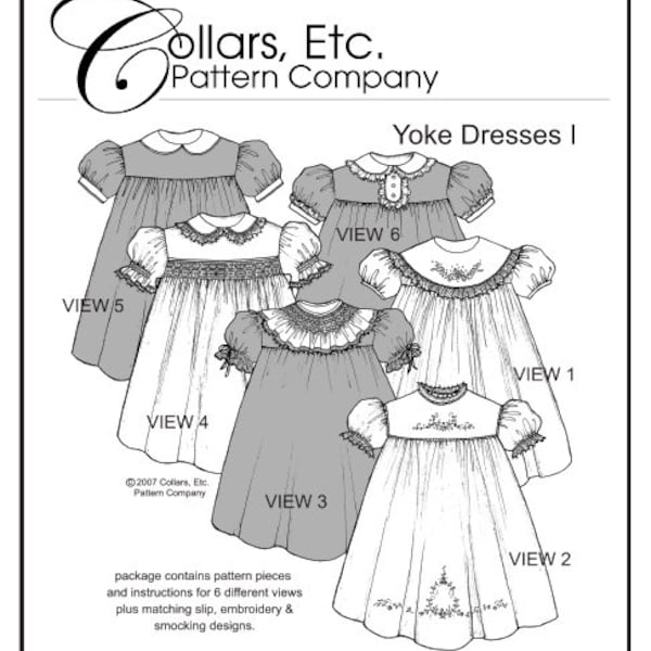 Yoke Dresses I Sizes 1-4 PDF sewing pattern by Collars, Etc. Pattern Co.