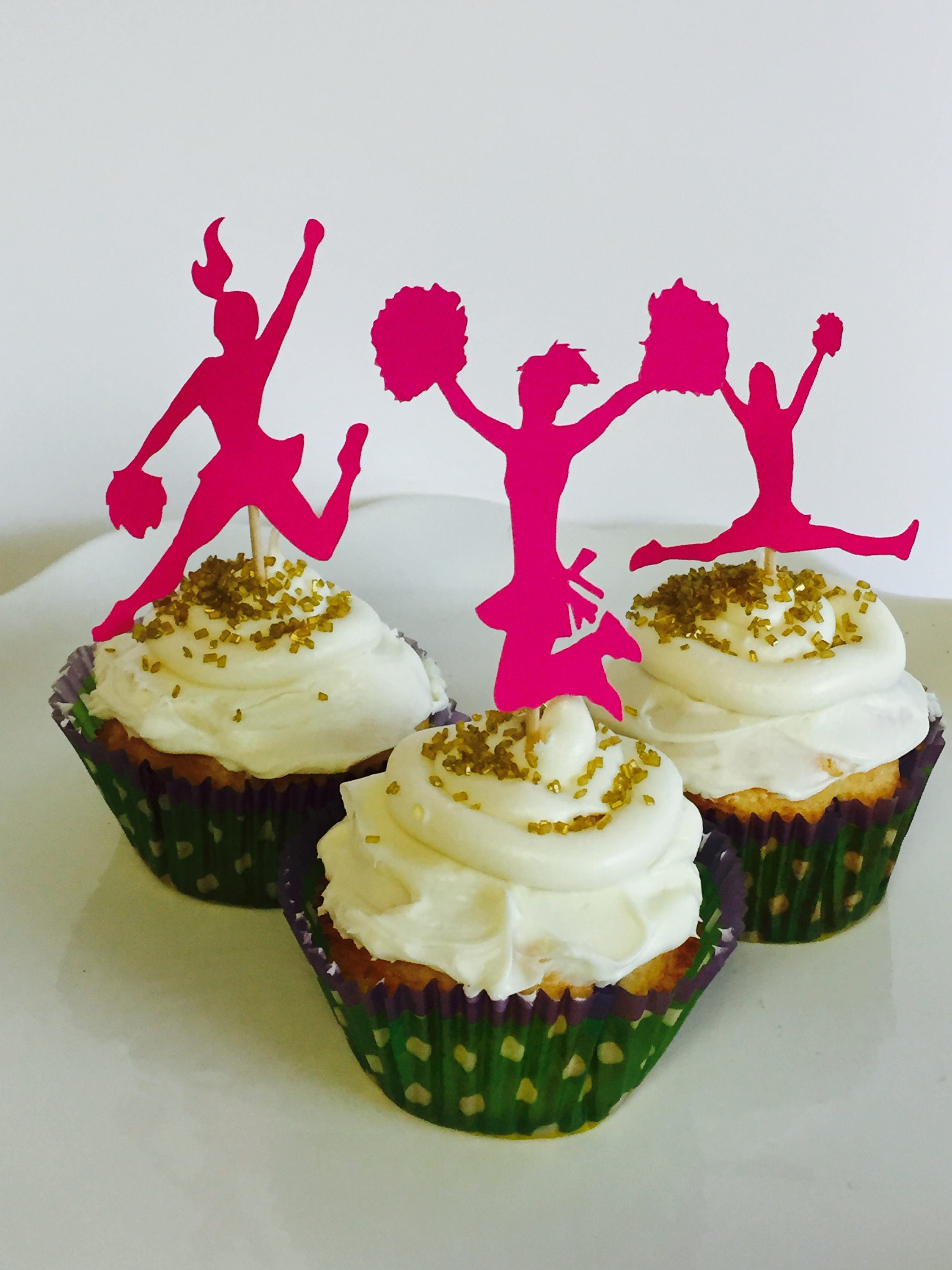 Custom Made Cheerleader Cupcake Picksbirthday Cupcake Picks Etsy