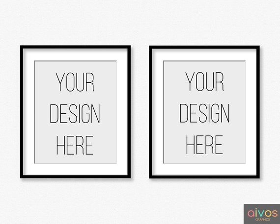 Poster Mockupblack Frame White Grundge Background Mockup Etsy