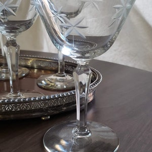 Vintage Coupe Glasses, Libbey Candlelight, Cocktail Glass, Martini Glass, Star Glass, Etched Coupe Glass, Set of 4 or 6 image 3