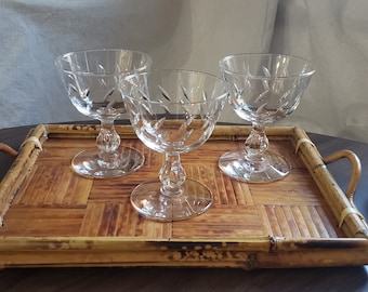 Vintage Libbey Colonial Heritage Cocktail Coupe, Vintage Coupe Glasses, Champagne Coupe, Etched Trio Glassware, Set of 3