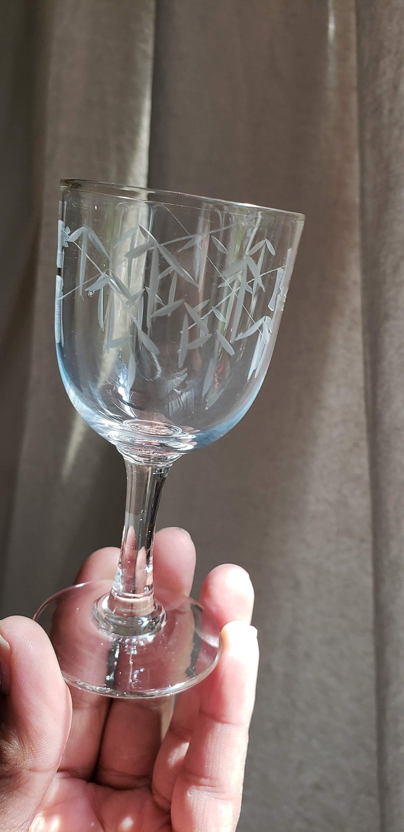 Vintage Wine Glass, Sasaki Etched Bamboo Wine, Vintage Barware, Vintage Glassware, Wine Glasses, Vintage Cocktail Glass, Set of 6 image 6