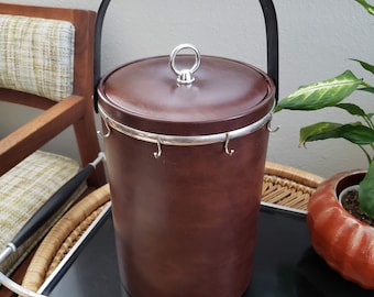 Vintage Mid Century Faux Leather Ice Bucket