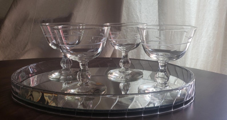 Vintage Coupe, Libbey Interlude, Champagne Coupe, Martini Glass, Vintage Cocktail Glass, Vintage Glassware, Vintage Barware, Set of 4 image 1