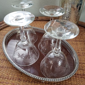 Vintage Coupe Glasses, Libbey Candlelight, Cocktail Glass, Martini Glass, Star Glass, Etched Coupe Glass, Set of 4 or 6 image 4