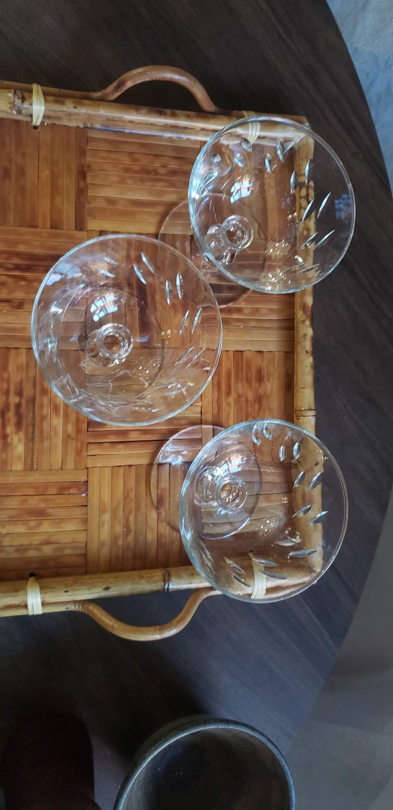 Vintage Libbey Colonial Heritage Cocktail Coupe, Vintage Coupe Glasses, Champagne Coupe, Etched Trio Glassware, Set of 3 image 3