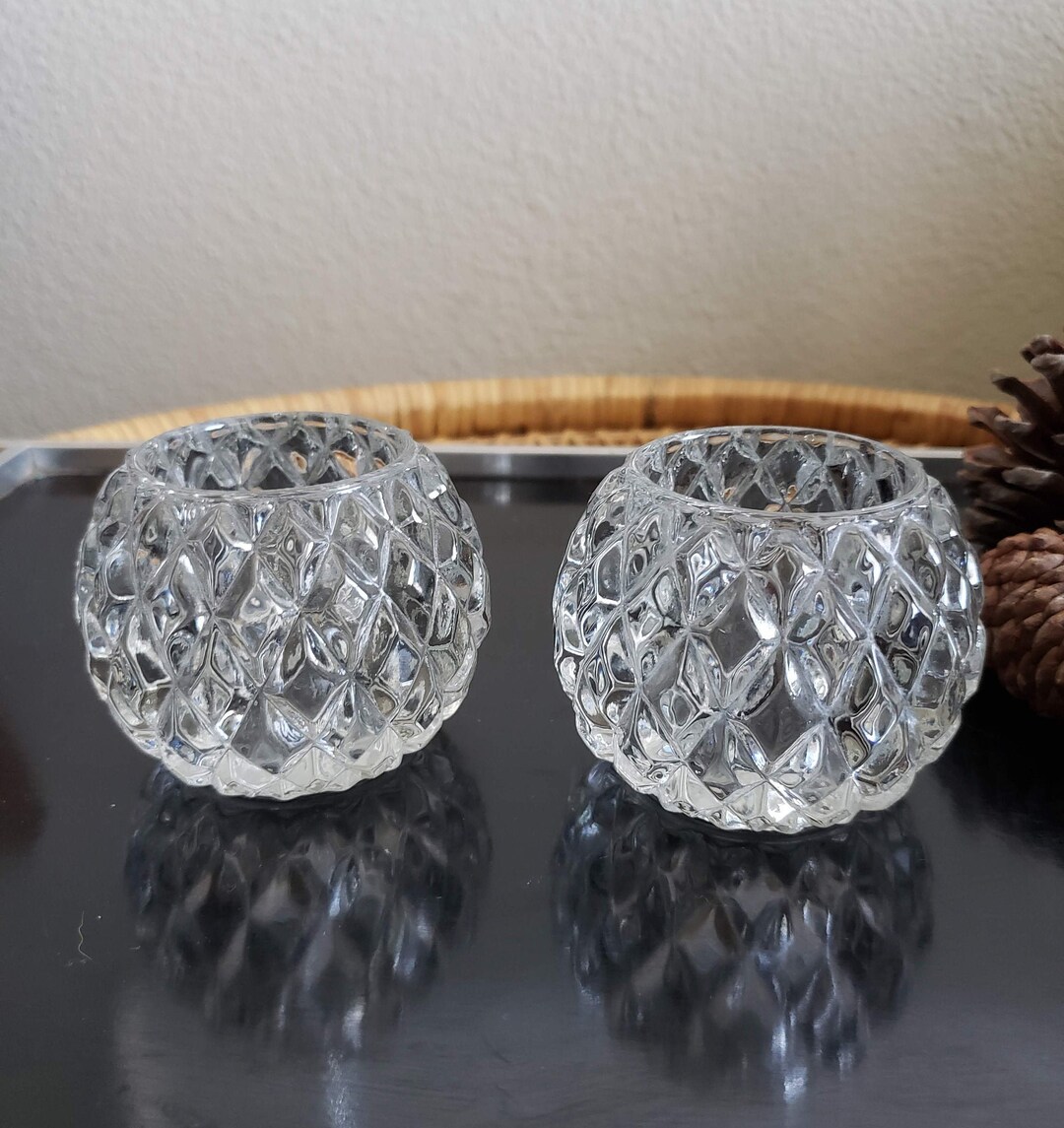 Vintage Votive Candle Holder, Cut Crystal Candle Holder, Tealight