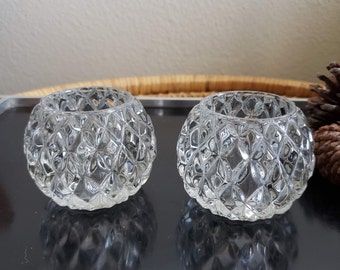 Vintage Votive Candle Holder, Cut Crystal Candle Holder, Tealight Holder, Vintage Candle, Set of 2