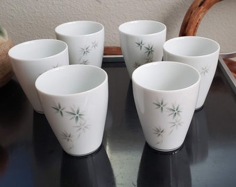 Noritake Sake Cups, Porcelain Teacups, Noritake Midori Pattern, Vintage Sake Cus, Vintage Teacups, Set of 6