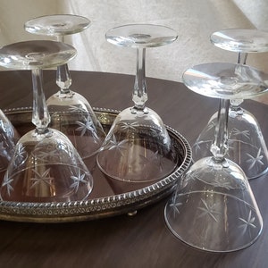 Vintage Coupe Glasses, Libbey Candlelight, Cocktail Glass, Martini Glass, Star Glass, Etched Coupe Glass, Set of 4 or 6 image 5