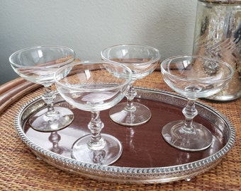 Vintage Champagne Coupe, Hollywood Regency Style Coupe, Cocktail Glass, Martini Glass, Classic Cocktail, Libbey Georgian Stem, Set of 4