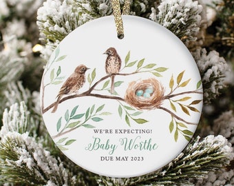 Expecting Parents Ornament Pregnancy Announcement Ornament New Baby Christmas Ornament Custom Parents To Be Gift Baby Birds Nest Ornament