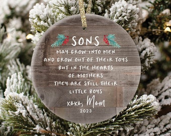 Gift For Son From Mom, Personalized Christmas Ornament for Son From Mother, Christmas Ornament for Son Grown Adult Son Christmas Present