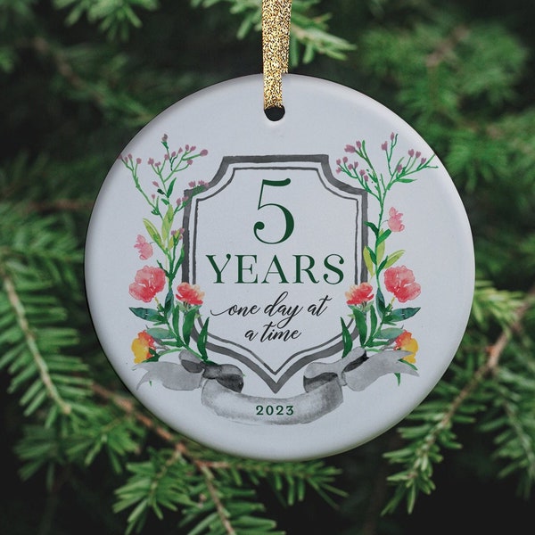 5 Years Sober Ornament Sobriety Anniversary Christmas Ornament Five Year Anniversary Gift Milestone Gifts Celebrating 5 Years of Sobriety