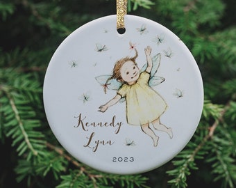 Fairy Ornament Baby's First Christmas Ornament New Baby Girl Ornament Girl Vintage Christmas Ornament Personalized Baby Ornament Newborn