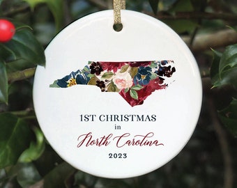 North Carolina Ornament North Carolina Christmas Ornament New Home Gift 1st Christmas in North Carolina State Ornament Home Decor NC House