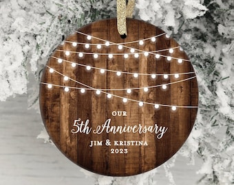 5th Anniversary Gift for Wife, Anniversary Christmas Ornament, Our Fifth Anniversary, Christmas Gifts from Husband, Anniversary Gift Couple