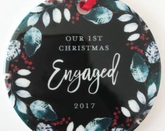 Engagement Ornament, Engaged Ornament, Personalized Engagement Gift, Engagement Christmas Ornament Just Engaged, Wedding Ornament for Couple