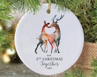 Couple 5th Christmas Together Ornament Deer in Love Mr & Mrs Ornament Our 1st Christmas Together Ornament 2nd 3rd ANY YEAR Anniversary Gift