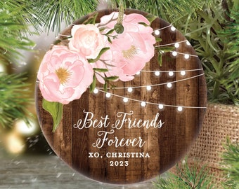 Best Friends Forever Ornament, Best Friend Gifts, Bestfriend Gifts, BFF Personalized Friends Christmas Rustic Gift Ornament Bestie Present