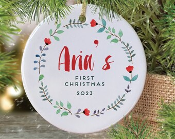 Baby Girl First Christmas Ornament Christmas Girl Baby Ornament Winter Wreath Ornament Baby's First Christmas Baby's 1st Christmas Ornament