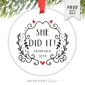 Graduate Christmas Ornament Graduation Gift For Her She Did It Graduation College Graduation Ornament University Graduation Gift Grad Gift