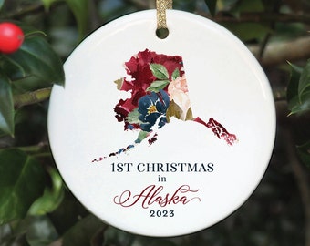 Alaska Ornament, 1st Christmas in Alaska Christmas Ornament, State Ornaments, Moving to Alaska New Home Gift, Alaska Housewarming Present