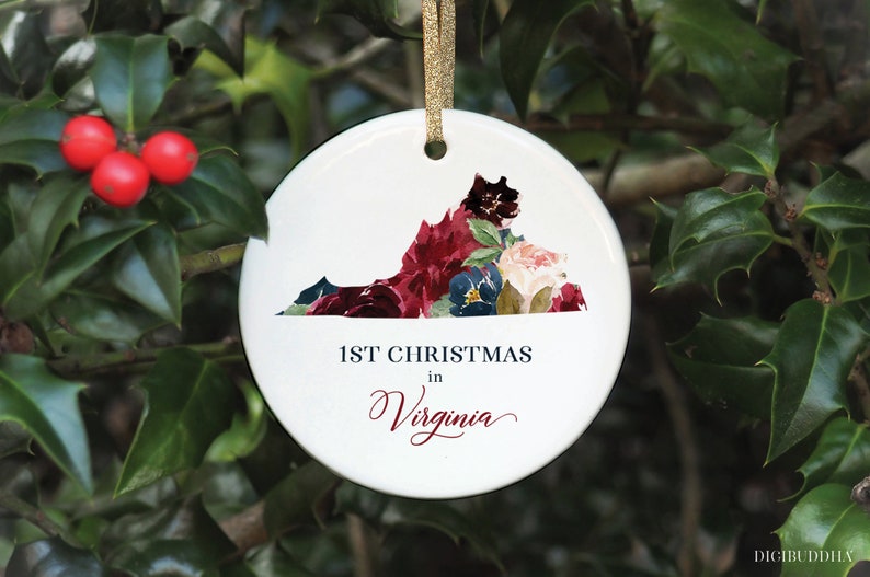 1st Christmas In Virginia Ornament, Virginia State Map Ornament, Virginia Christmas Ornament Virginia State Ornament New Home Gift Homeowner image 7
