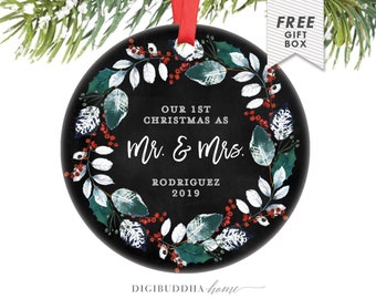 Newlywed Ornament Our First Christmas Ornament, Married Wedding Ornament Gift, Our First Married Christmas Couple, Married Personalized Gift