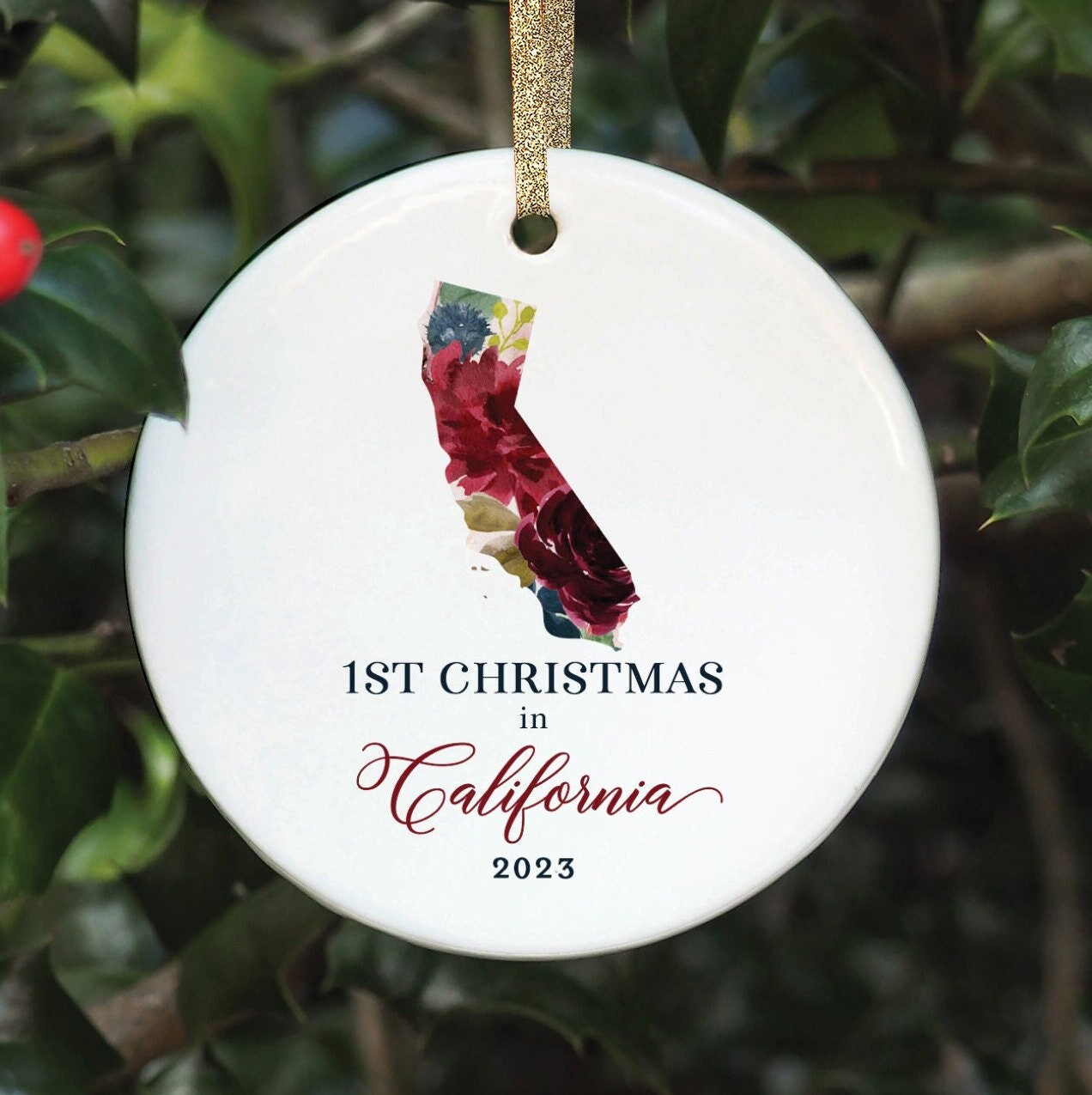 1st Christmas in California Gifts, California Christmas Ornament