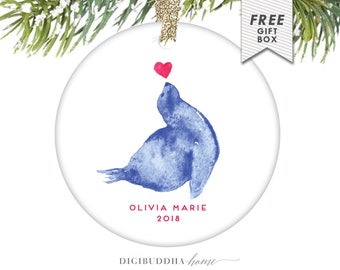 Baby Girl First Christmas Ornament Christmas Girl Baby Ornament Baby Seal Ornament Baby's First Christmas Baby's 1st Christmas Ornament Gift