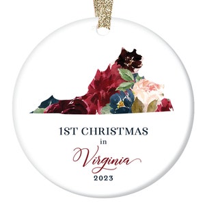 1st Christmas In Virginia Ornament, Virginia State Map Ornament, Virginia Christmas Ornament Virginia State Ornament New Home Gift Homeowner image 3