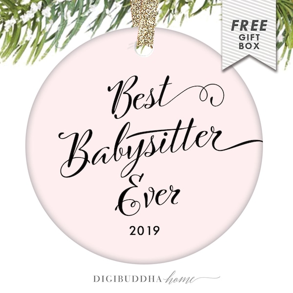 Babysitter Ornament Best Babysitter Ever 2022 Ornament Teenager Gift for Girls Blush Pink Christmas Ornament World's Best Babysitter Gift