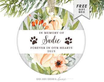 In Memory of Gift for Dogs, Forever In Our Hearts, Personalized Ornament Memorial Gift, Remembrance Christmas Ornament Sympathy Gift for Pet