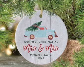 Lesbian Wedding Gift, Our First Christmas as Mrs & Mrs, Gay Marriage Christmas Present, Christmas Ornament for Lesbian Couple 1st Christmas