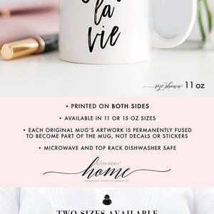 Cest La Vie Mug, C'est La Vie Gift, French Quote, Mugs with Quotes, Inhale Exhale, Positive Vibes Mug, Positive Coffee Mug, Zero Fox Given image 3