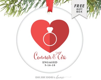 Personalized Engagement Ornament Engagement Gift Ceramic Ornament Dated Ornament Personalized Engaged Ornament Future Mr and Mrs Bridal Gift