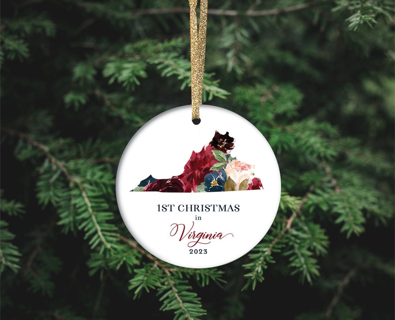 1st Christmas In Virginia Ornament, Virginia State Map Ornament, Virginia Christmas Ornament Virginia State Ornament New Home Gift Homeowner image 6