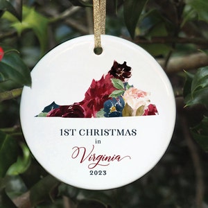 1st Christmas In Virginia Ornament, Virginia State Map Ornament, Virginia Christmas Ornament Virginia State Ornament New Home Gift Homeowner image 1