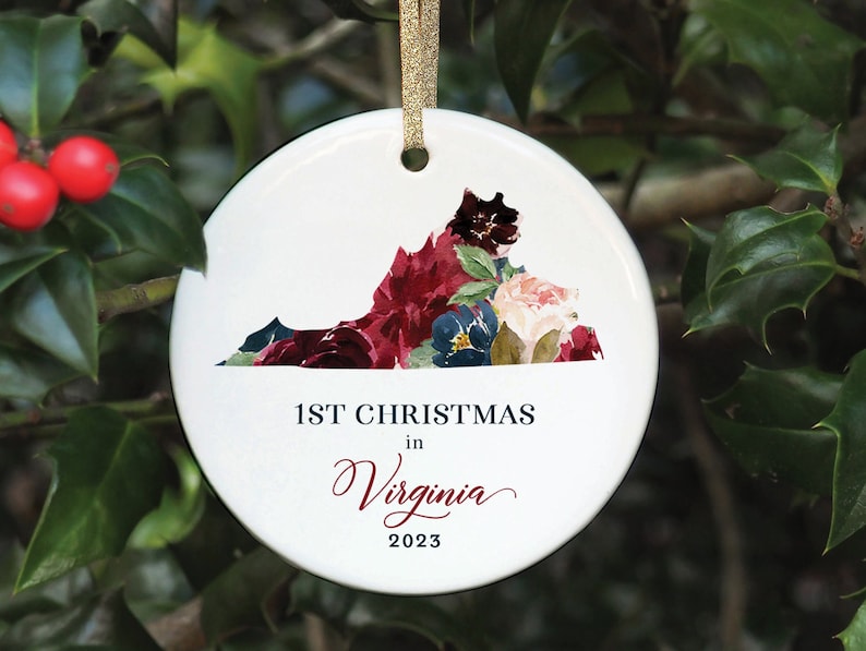 1st Christmas In Virginia Ornament, Virginia State Map Ornament, Virginia Christmas Ornament Virginia State Ornament New Home Gift Homeowner image 1