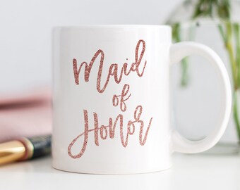 Pink Maid of Honor Mug, Bridesmaid Mug Gift, Mug Gift Maid of Honor, Be My Maid of Honor, Maid of Honour Gift, Will You Be My Maid of Honor?