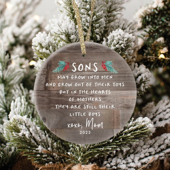 Gift for Son From Mom, Personalized Christmas Ornament for Son From Mother,  Christmas Ornament for Son Grown Adult Son Christmas Present 