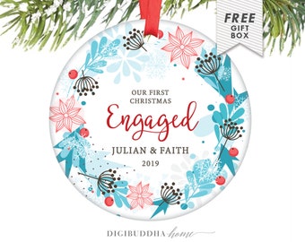 Our First Christmas Engaged Ornament Personalized Wedding Ornament Engagement Christmas Ornament 1st Engaged Christmas Engagement Gift