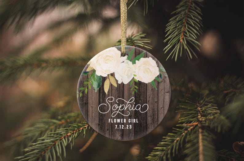 Personalized Flower Girl Ornament, Christmas Gifts From Bride, Flower